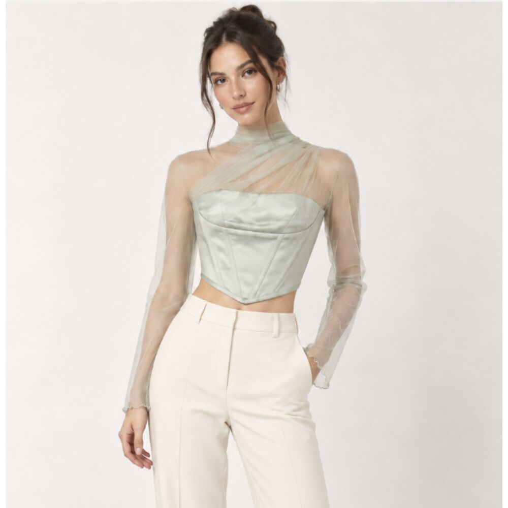 Miss-circle Women's Green and White Corset